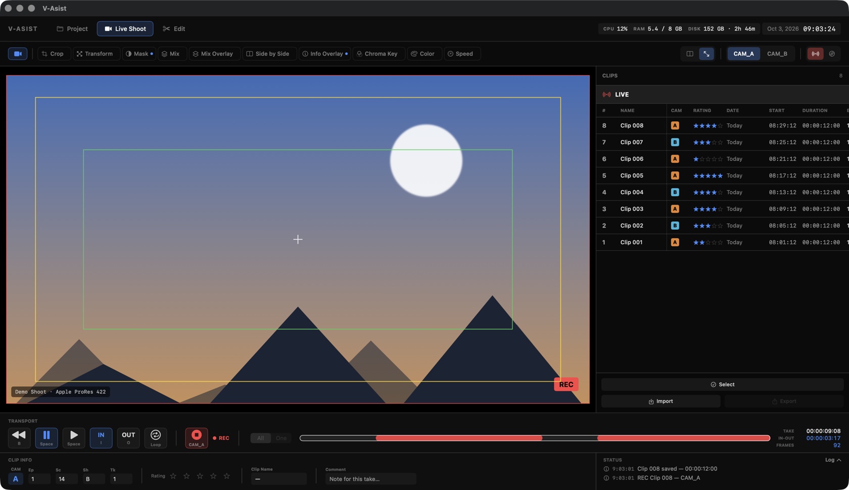 Recording with IN/OUT ranges